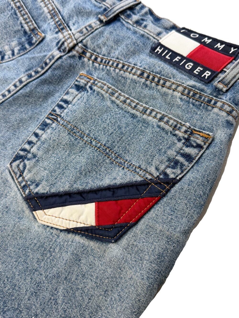 Vintage 90s Tommy Jeans High Waisted Denim Shorts Distressed Mom S